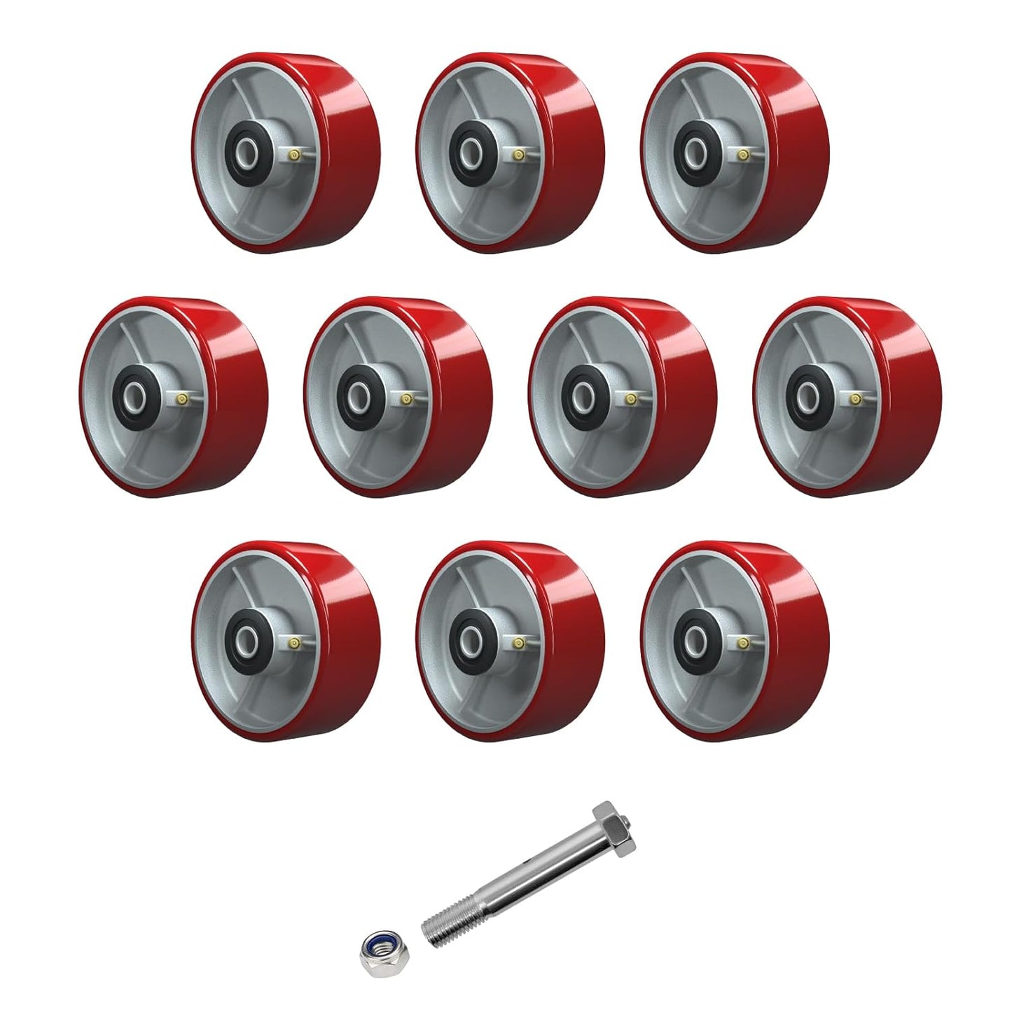 Polyurethane on Cast Iron Wheel Red 2 Inch Width