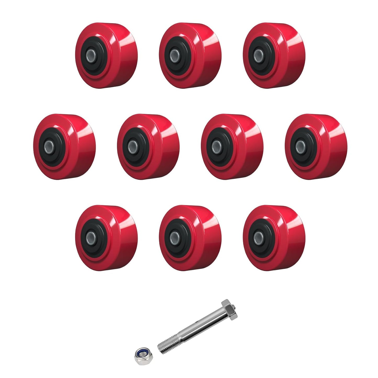 Polyurethane Tread on Polyolefin Core Wheel Red 2" wide