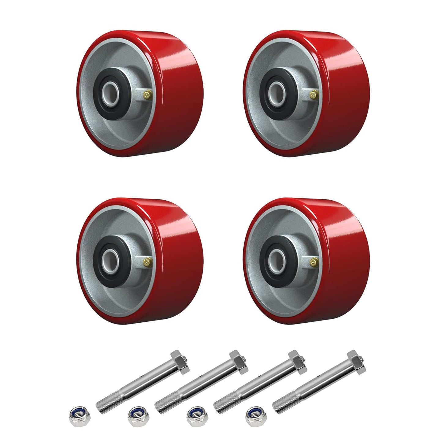 Polyurethane on Cast Iron Wheel Red 2 Inch Width