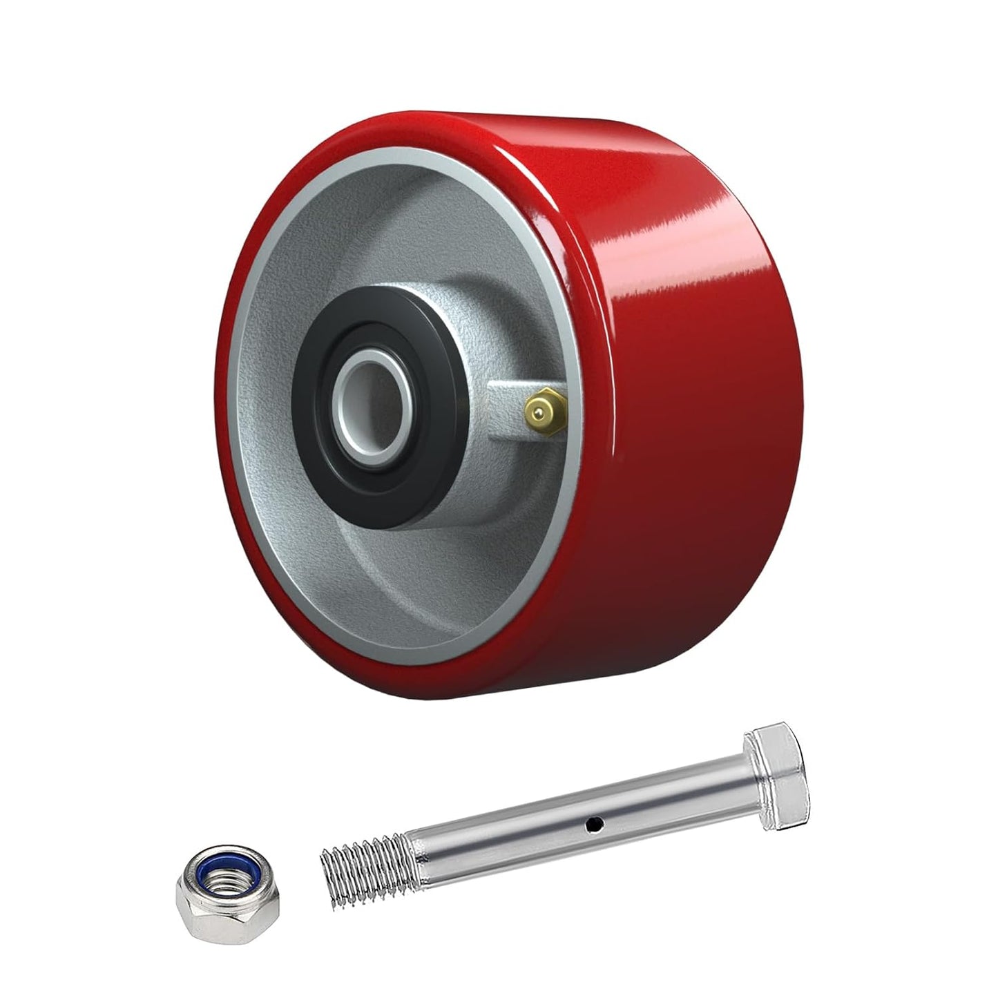 Polyurethane on Cast Iron Wheel Red 2 Inch Width