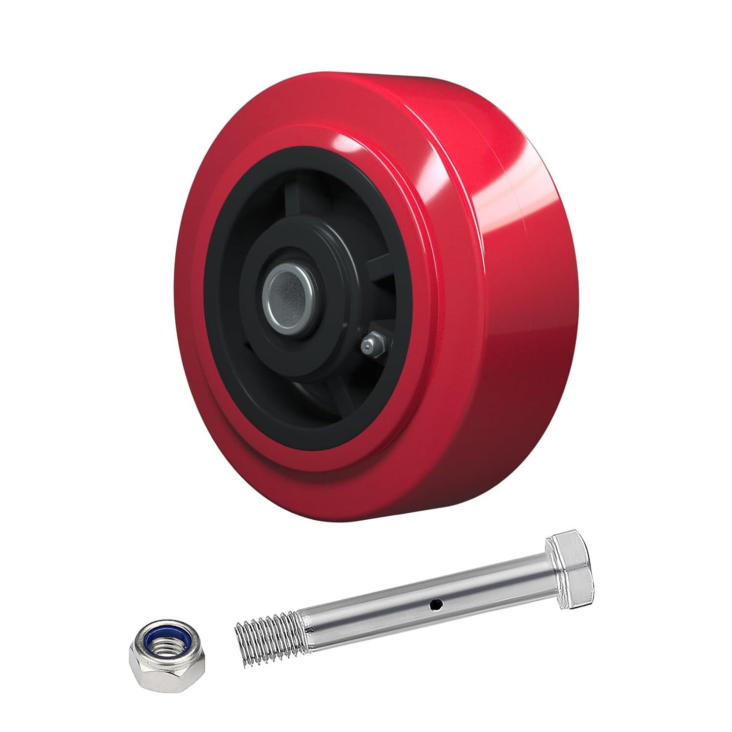 Polyurethane Tread on Polyolefin Core Wheel Red 2" wide