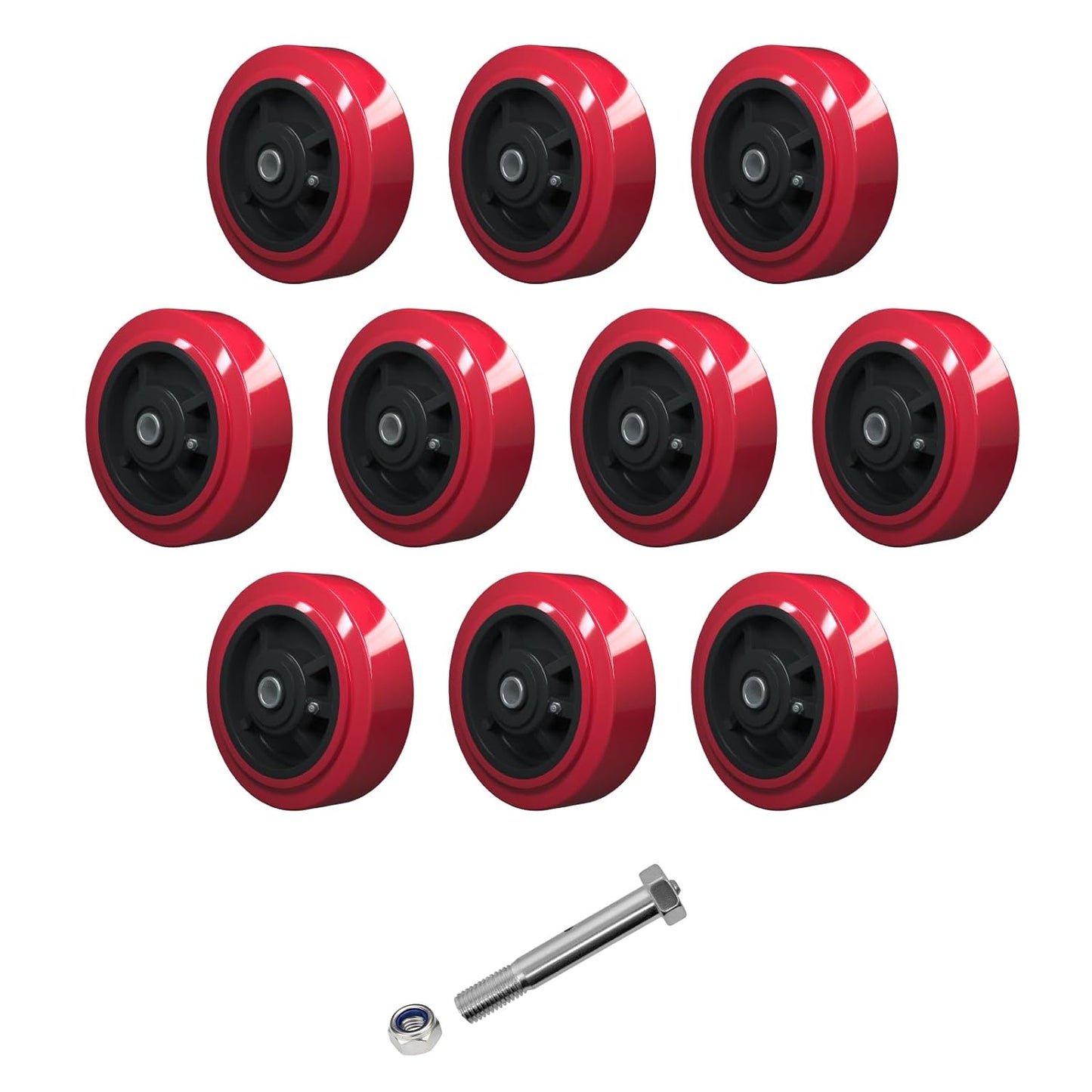 Polyurethane Tread on Polyolefin Core Wheel Red 2" wide