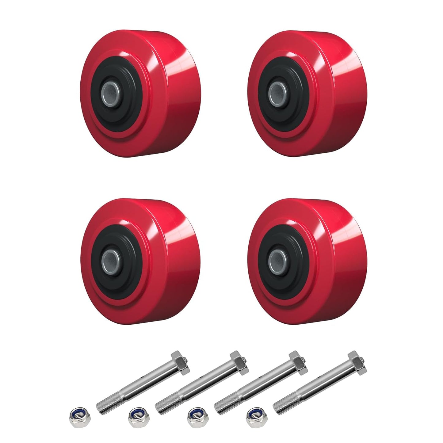 Polyurethane Tread on Polyolefin Core Wheel Red 2" wide