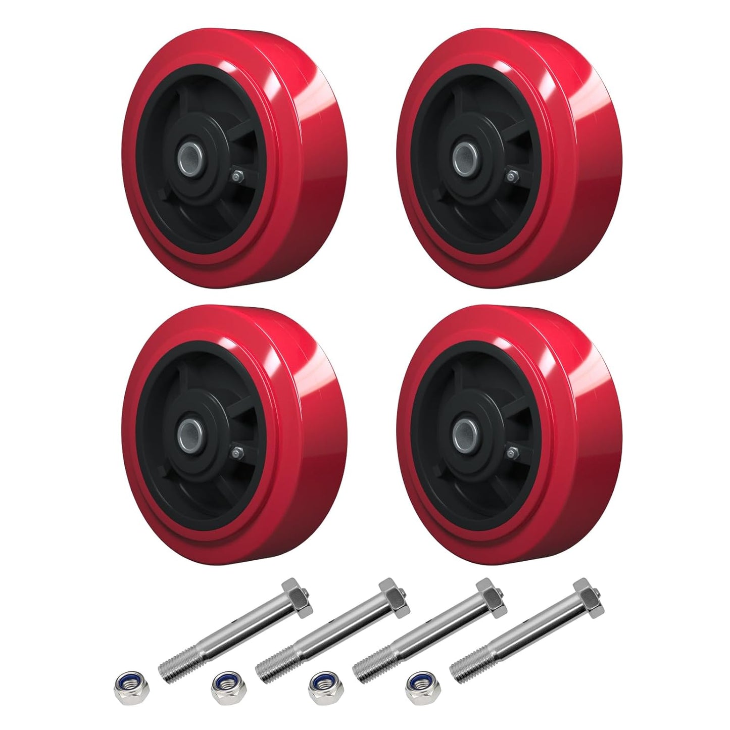 Polyurethane Tread on Polyolefin Core Wheel Red 2" wide