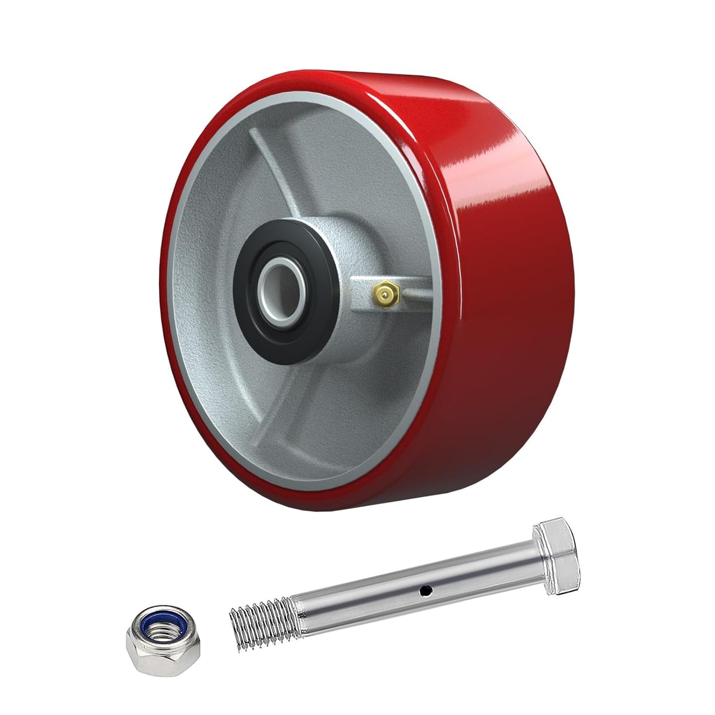 Polyurethane on Cast Iron Wheel Red 2 Inch Width