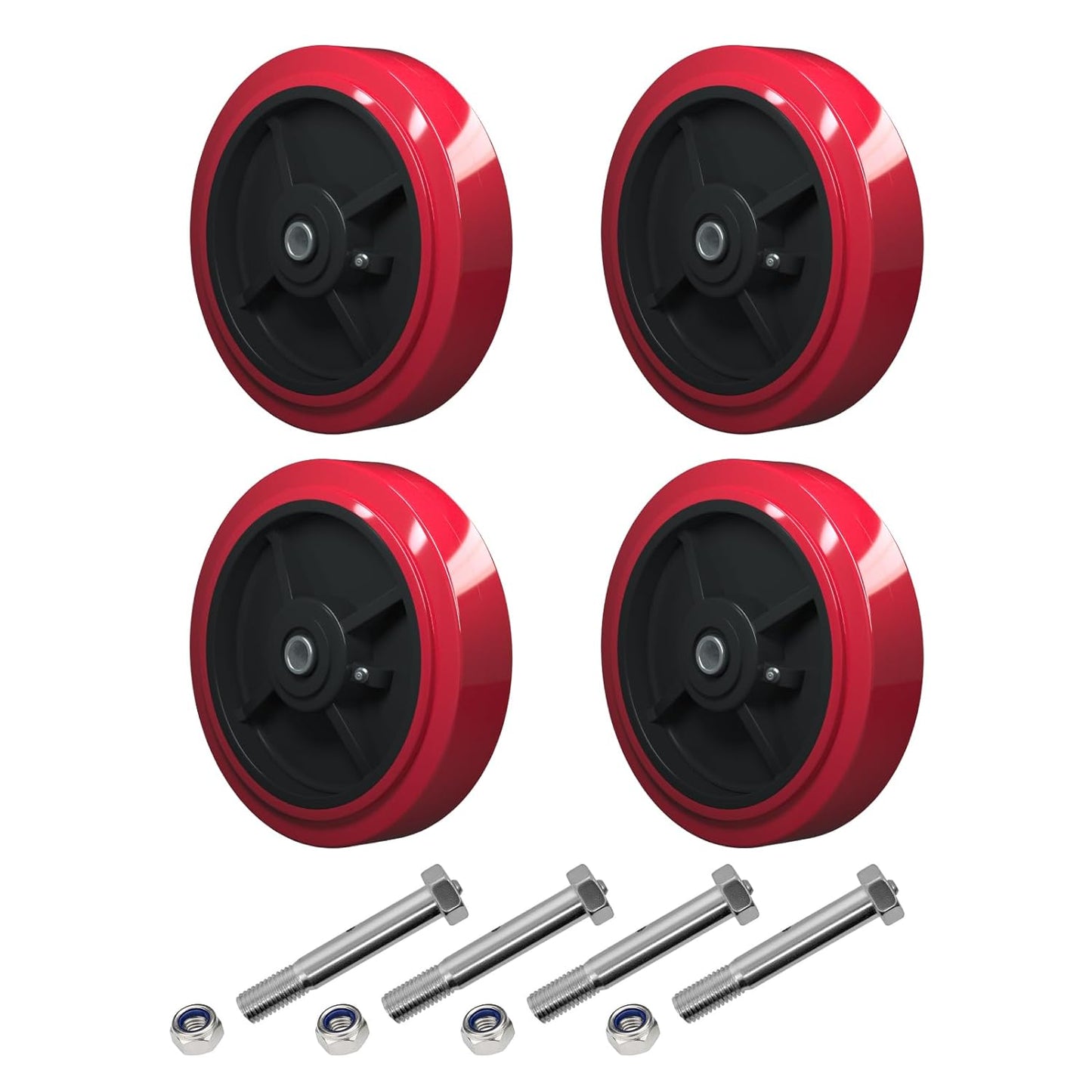 Polyurethane Tread on Polyolefin Core Wheel Red 2" wide