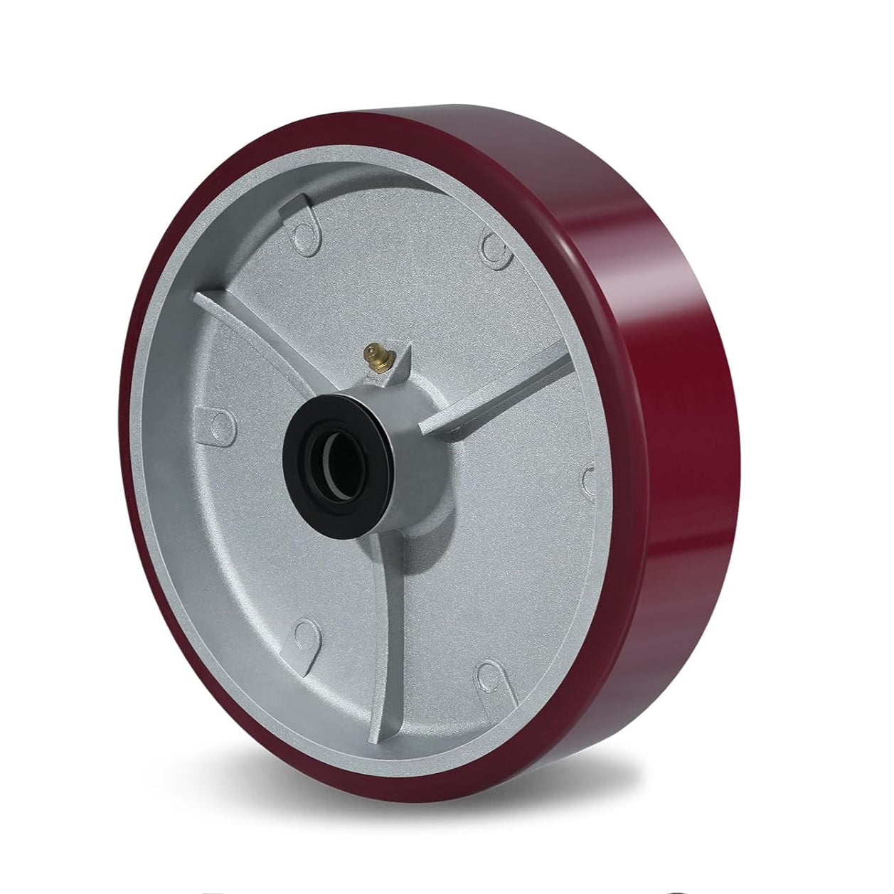 2" Wide Industrial Caster Wheel  Polyurethane Tread Solid Aluminum Core (Maroon)