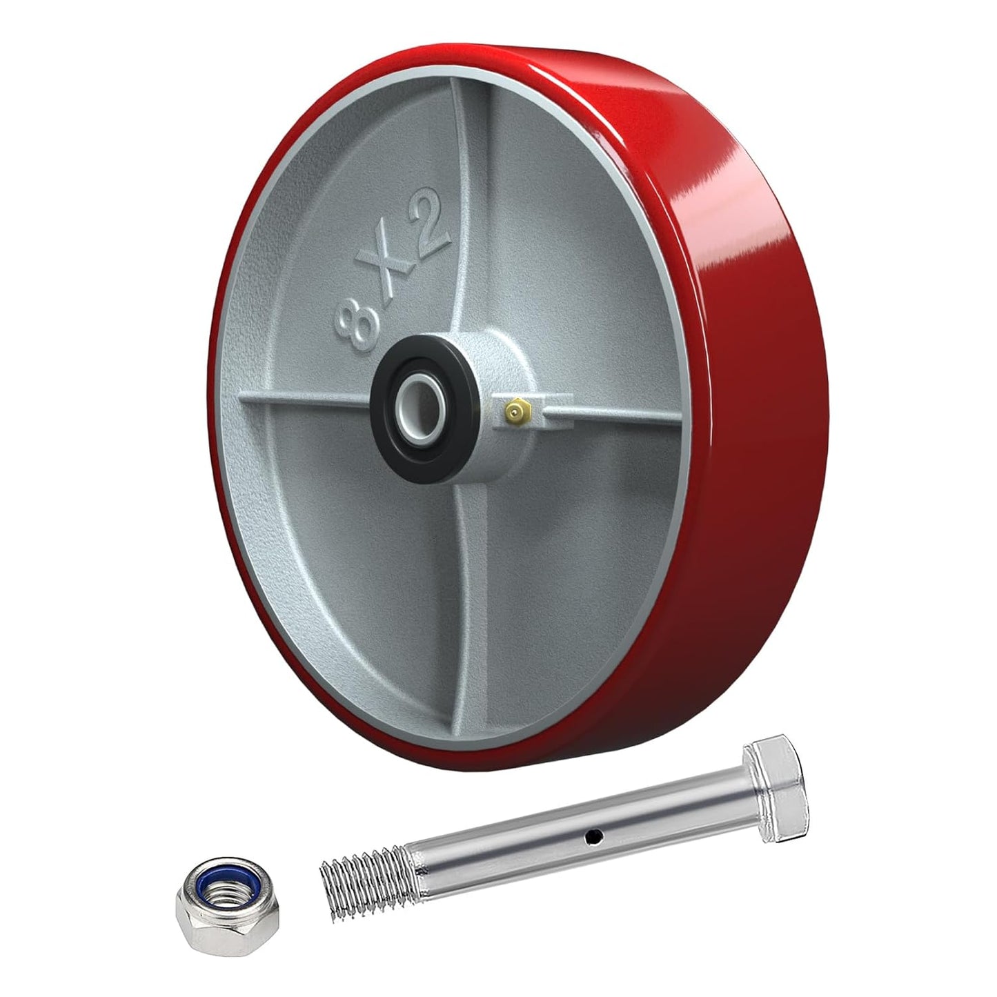 Polyurethane on Cast Iron Wheel Red 2 Inch Width