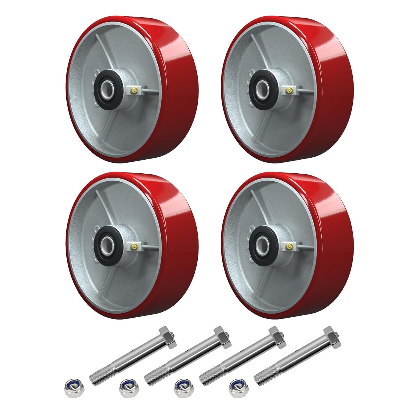 Polyurethane on Cast Iron Wheel Red 2 Inch Width