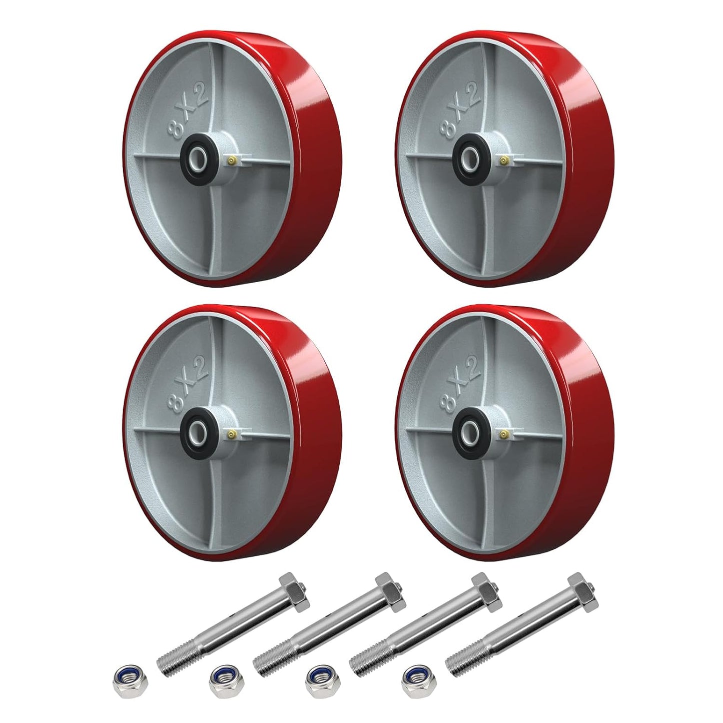 Polyurethane on Cast Iron Wheel Red 2 Inch Width