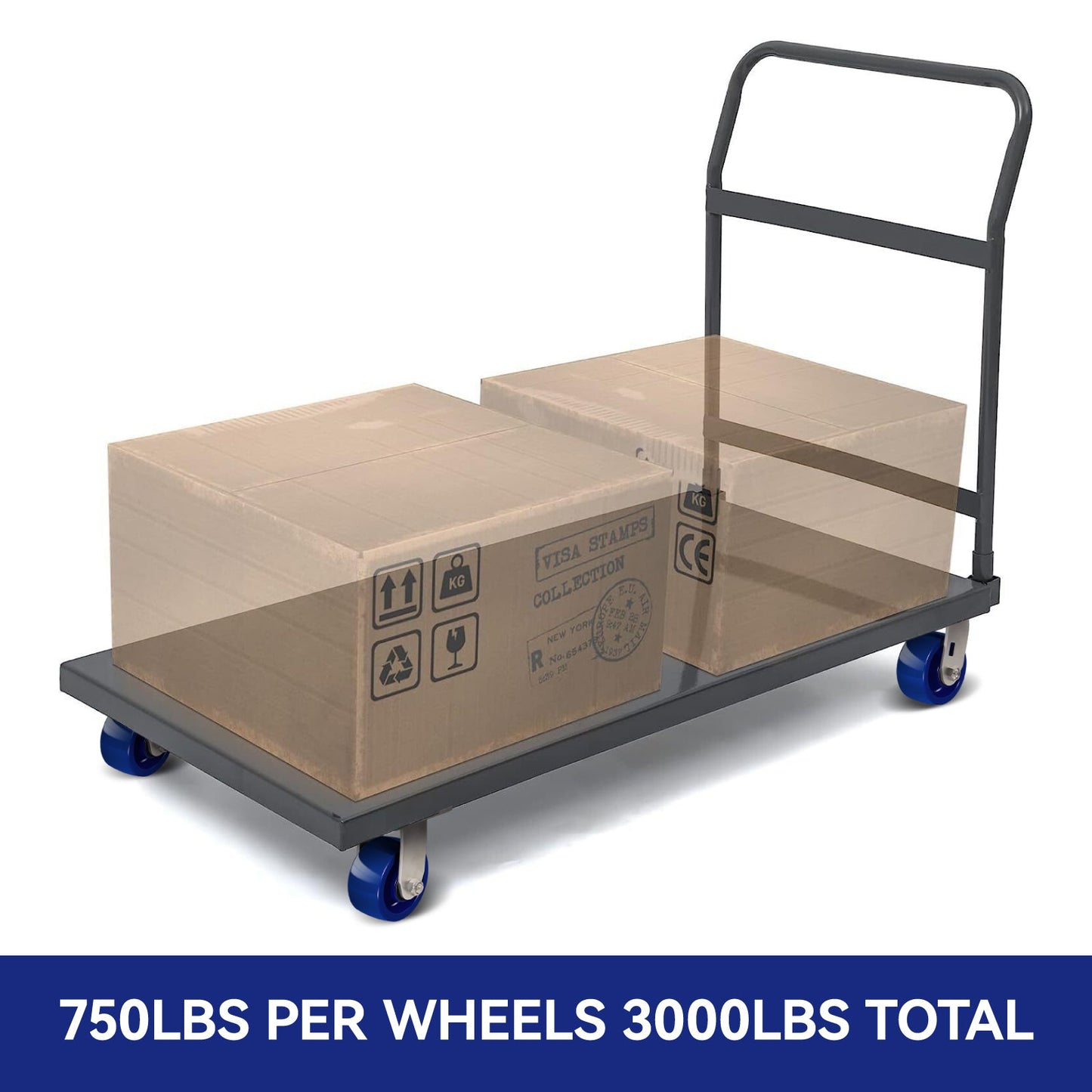 Solid Polyurethane Rust Resistant Wheel Red/Blue 1.5" Width